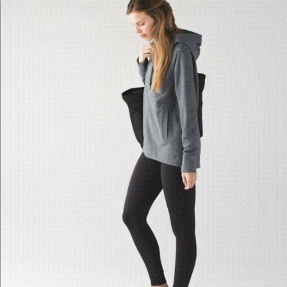 Lululemon hoodie Split Pullover heathered Speckled Black / Black sz 4